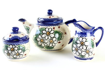 Ladybug 3 Piece Tea Set Polish Pottery
