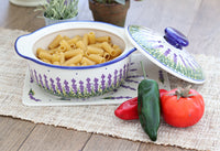 Lavender Fields Round Covered Baker Polish Pottery