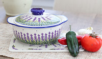 Lavender Fields Round Covered Baker Polish Pottery