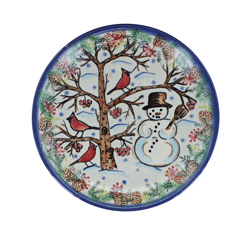 Little Snowman Dessert Plate Polish Pottery