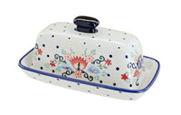 Polish Pottery Desert Flower Butter Dish