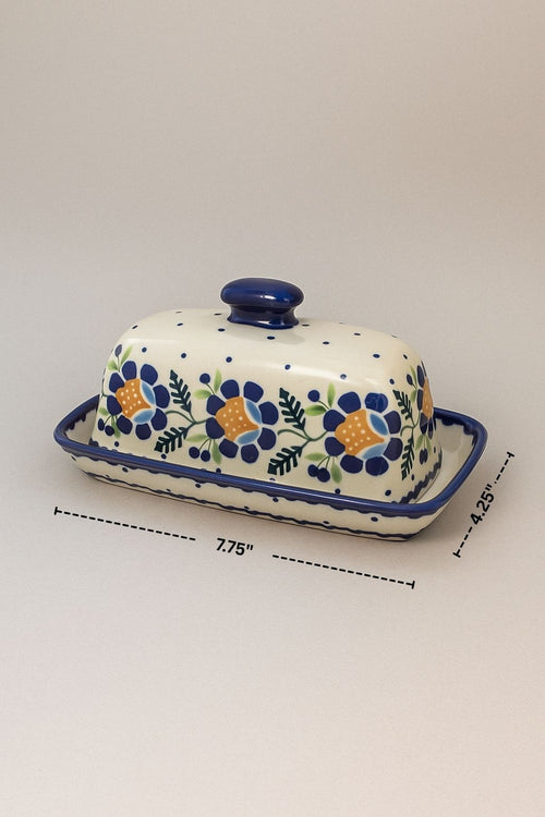 Sunflower Butter Dish Polish Pottery