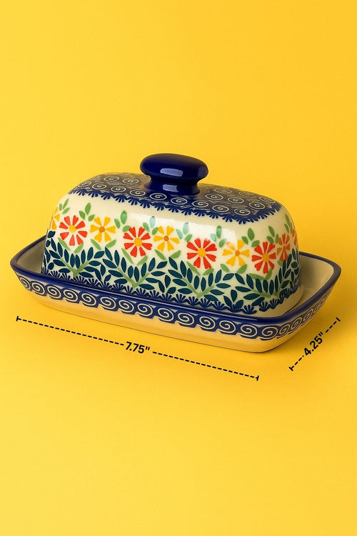Garden Bouquet Butter Dish Polish Pottery