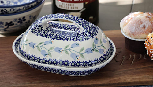 Tulip Butter Dish with Handle Polish Pottery