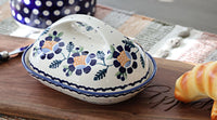 Sunflower Butter Dish with Handle Polish Pottery