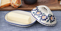 Sunflower Butter Dish with Handle Polish Pottery