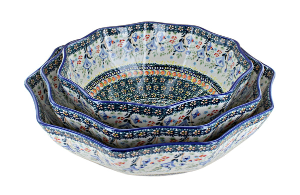 Periwinkle Decagonal Serving Bowl Set