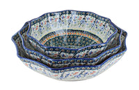Polish Pottery Periwinkle Decagonal Serving Bowl Set