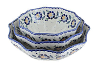 Polish Pottery Sunflower Decagonal Serving Bowl Set