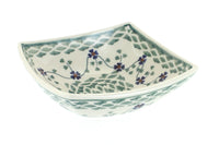 Polish Pottery Sage Floral Small Square Bowl