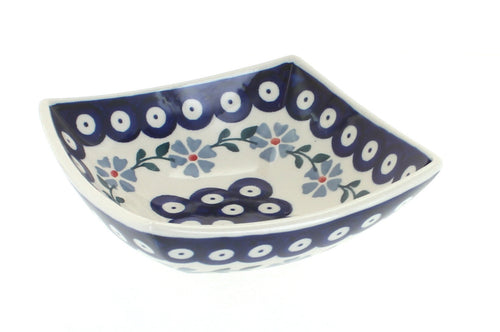 Polish Pottery Blue Violet Small Square Bowl