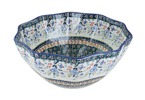 Polish Pottery Periwinkle Small Decagonal Serving Bowl