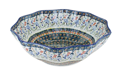 Polish Pottery Periwinkle Medium Decagonal Serving Bowl