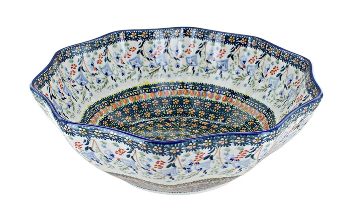 Polish Pottery Periwinkle Medium Decagonal Serving Bowl