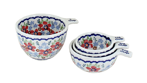 Polish Pottery Red Poppy Measuring Cup Set