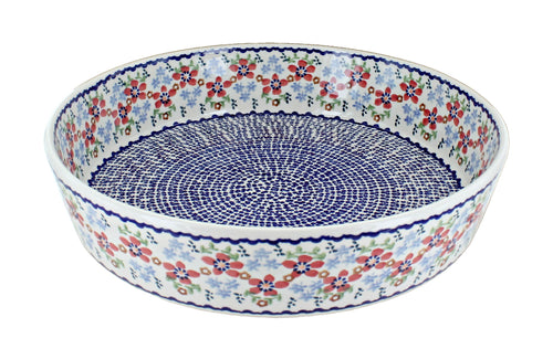 Polish Pottery Red Poppy Large Round Baker