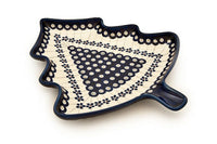 Flowering Peacock Christmas Tree Plate Polish Pottery