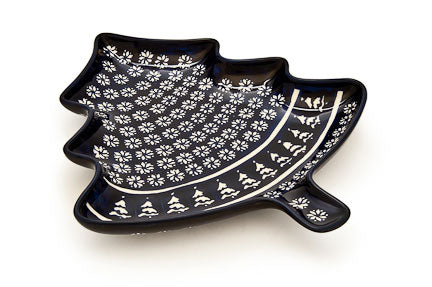 Winter Nights Christmas Tree Plate Polish Pottery
