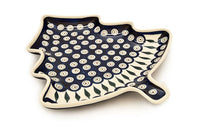 Peacock Christmas Tree Plate Polish Pottery