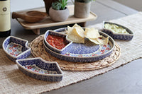 Red Poppy Tray with 4 Plates Polish Pottery