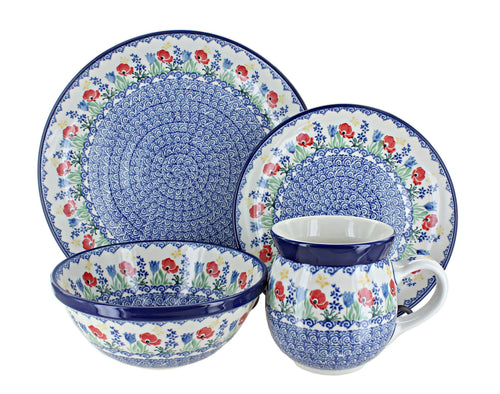 Polish Pottery Memory Garden 16 Piece Place Setting - Service for 4