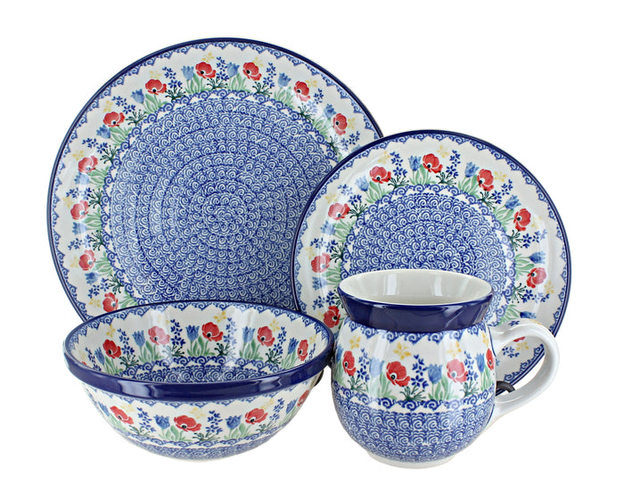 Polish Pottery Memory Garden 16 Piece Place Setting - Service for 4