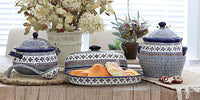 Mosaic Flower Soup Ladle Polish Pottery