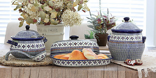 Mosaic Flower Soup Ladle Polish Pottery