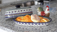 Mosaic Flower Bread Container Polish Pottery