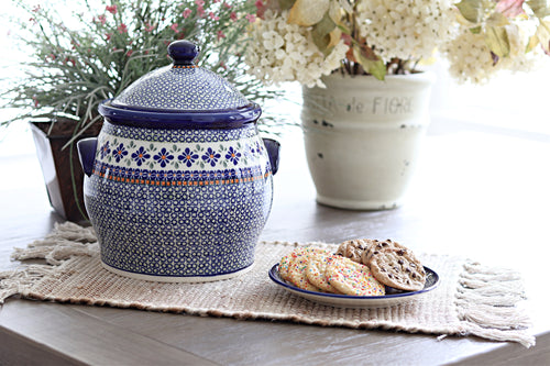 Mosaic Flower Cookie Jar Polish Pottery