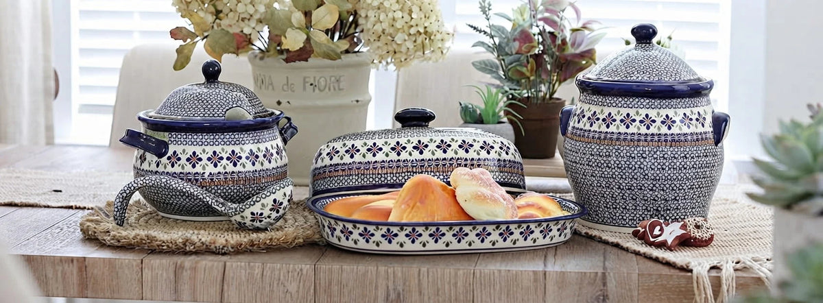 Polish Pottery Mosaic Flower