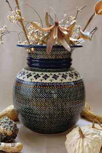Mosaic Flower Floor Vase Polish Pottery