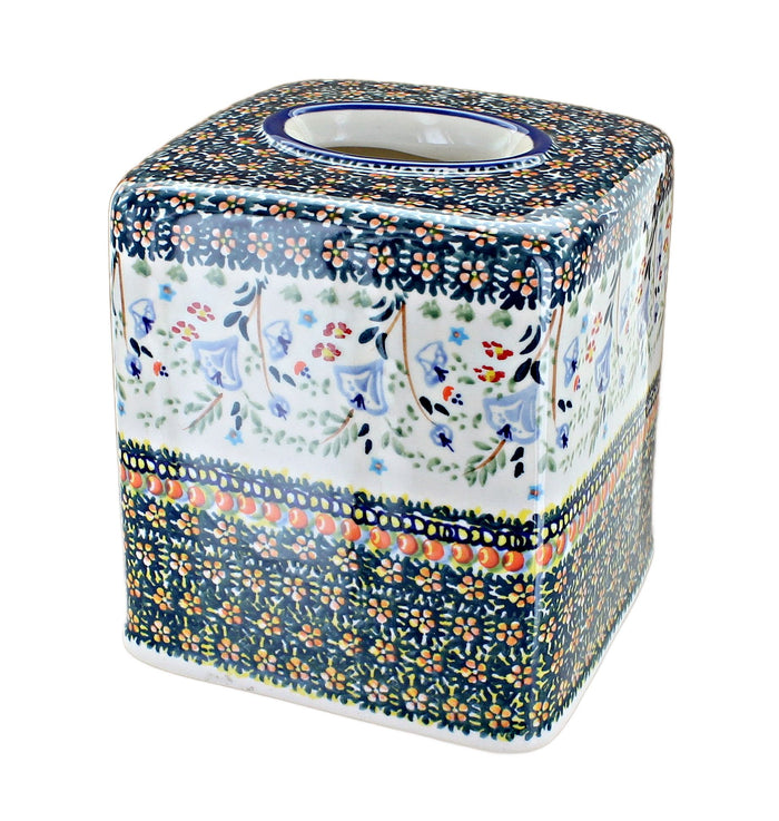 Polish Pottery Periwinkle Tissue Box