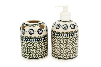 Maia Soap Dispenser & Toothbrush Holder Polish Pottery
