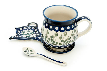 Alyce Mug & Saucer Gift Set Polish Pottery