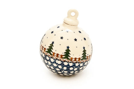Rustic Pines Large Round Christmas Ornament Polish Pottery