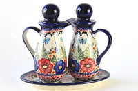 Floral Butterfly Oil & Vinegar Set Polish Pottery