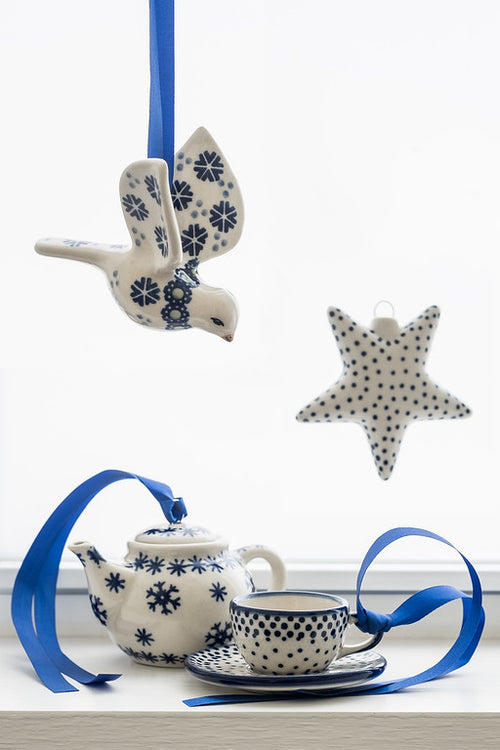 Festive Fir Dove Ornament Polish Pottery