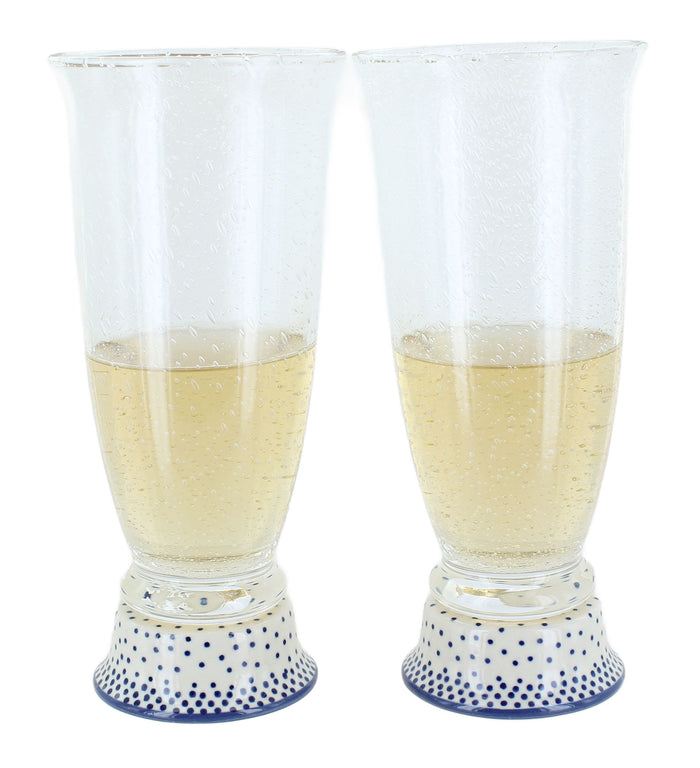 Polish Pottery Small Dots 2 Piece Beer Glass Set
