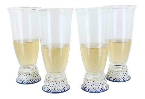 Polish Pottery Small Dots 4 Piece Beer Glass Set
