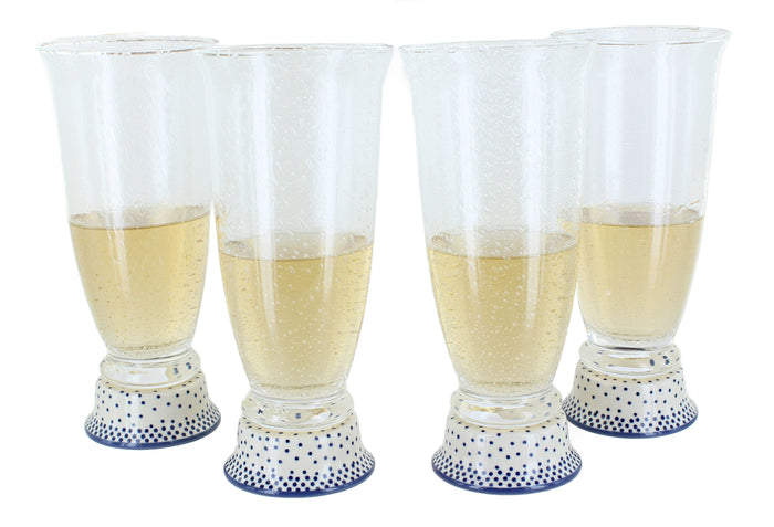 Polish Pottery Small Dots 4 Piece Beer Glass Set