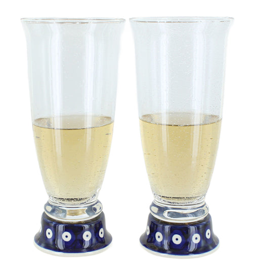 Polish Pottery Dots 2 Piece Beer Glass Set