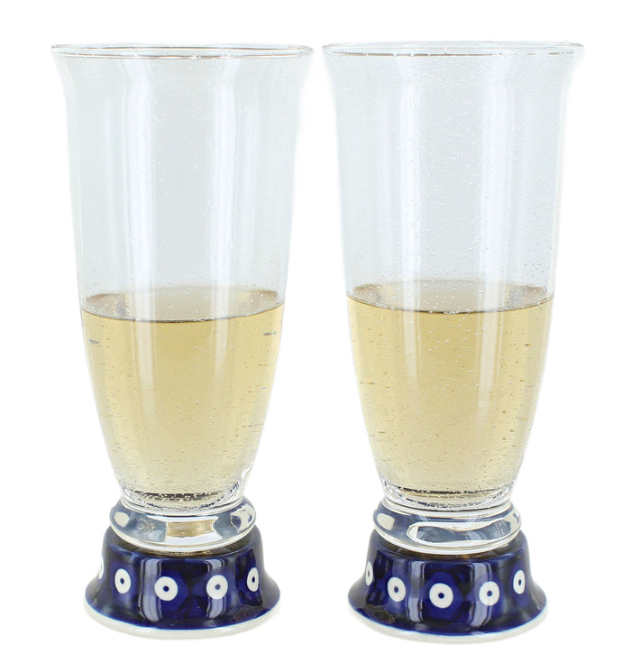 Polish Pottery Dots 2 Piece Beer Glass Set