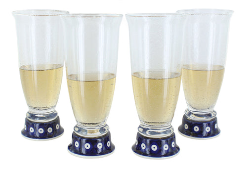 Polish Pottery Dots 4 Piece Beer Glass Set