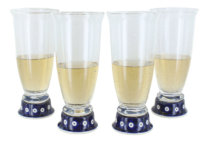 Polish Pottery Dots 4 Piece Beer Glass Set