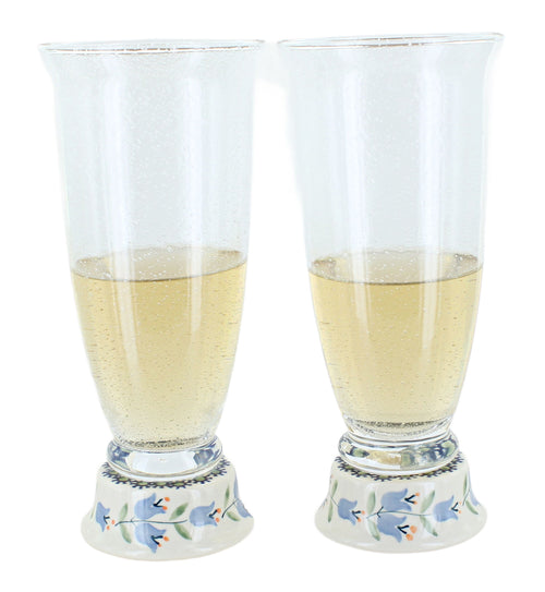 Polish Pottery Tulip 2 Piece Beer Glass Set