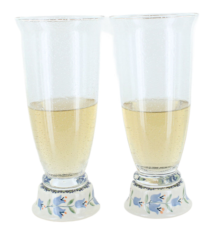 Polish Pottery Tulip 2 Piece Beer Glass Set