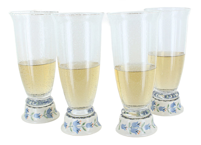 Polish Pottery Tulip 4 Piece Beer Glass Set