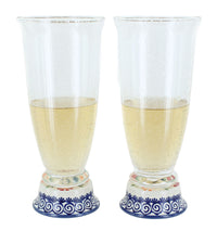 Polish Pottery Garden Bouquet 2 Piece Beer Glass Set