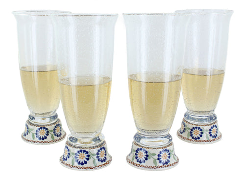 Polish Pottery Peach Blossom 4 Piece Beer Glass Set